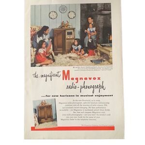 Vintage 1947 Magnavox Radio Phonograph Ad Advertisement